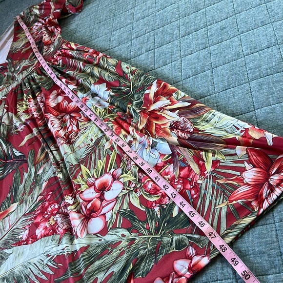 Tropical Floral Lightweight Flowy Vacation Resort Maxi Dress | XL 14 - Picture 11 of 12
